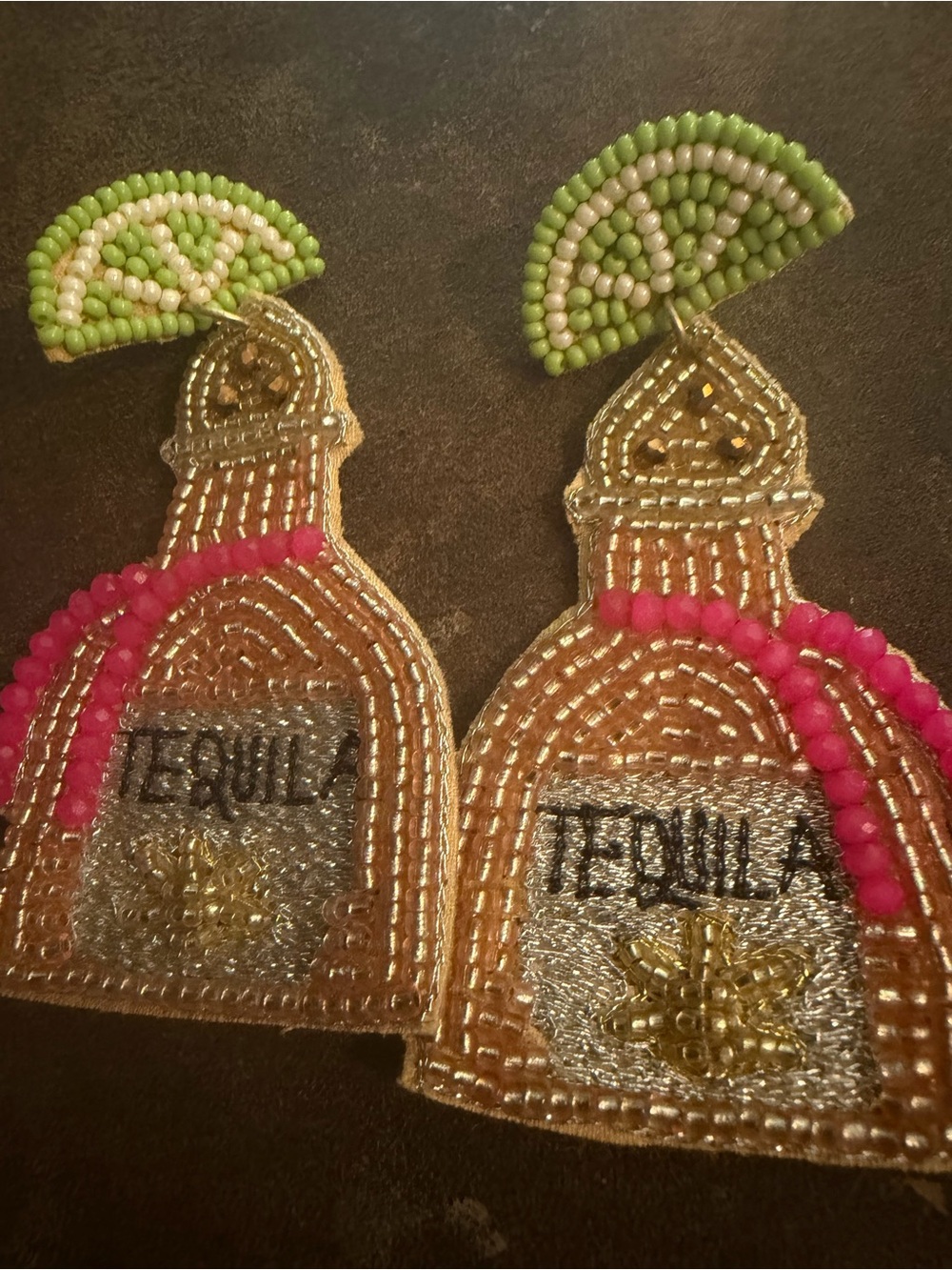 Shoshanna Gold and Hot Pink Beaded Statement Earrings